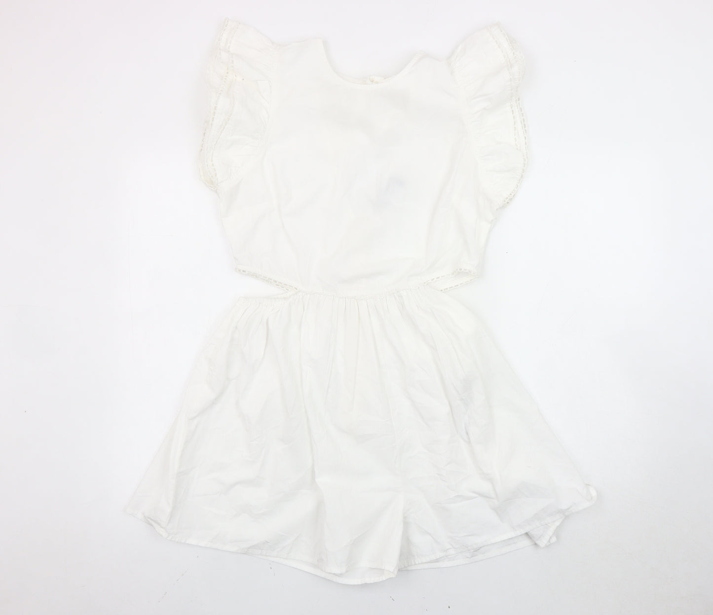 ASOS DESIGN Women’s White Flutter Sleeve Lace Playsuit UK 12 Summer