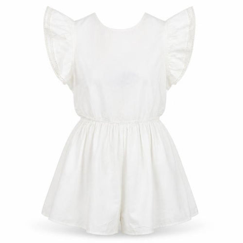 ASOS DESIGN Women’s White Flutter Sleeve Lace Playsuit UK 12 Summer