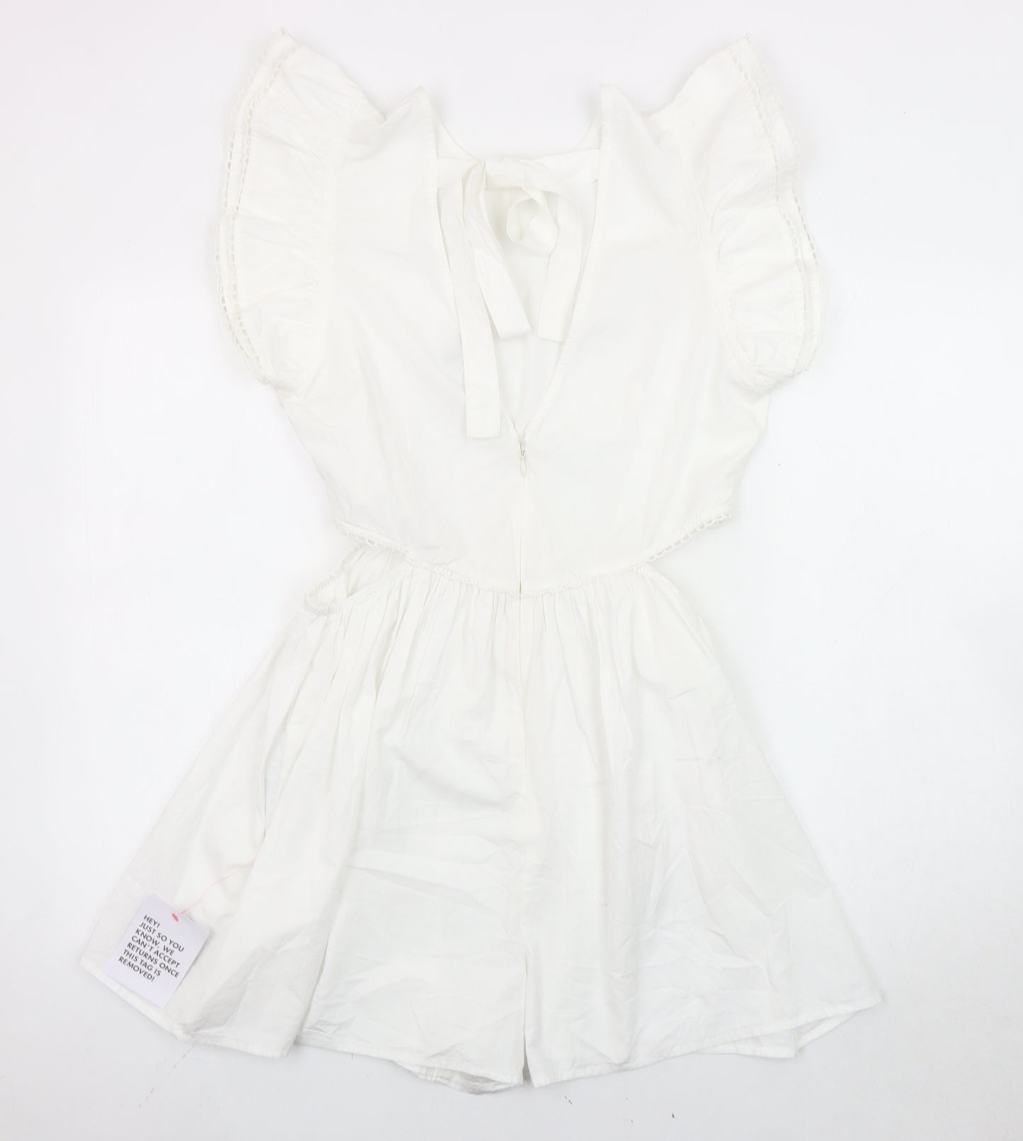 ASOS DESIGN Women’s White Flutter Sleeve Lace Playsuit UK 12 Summer