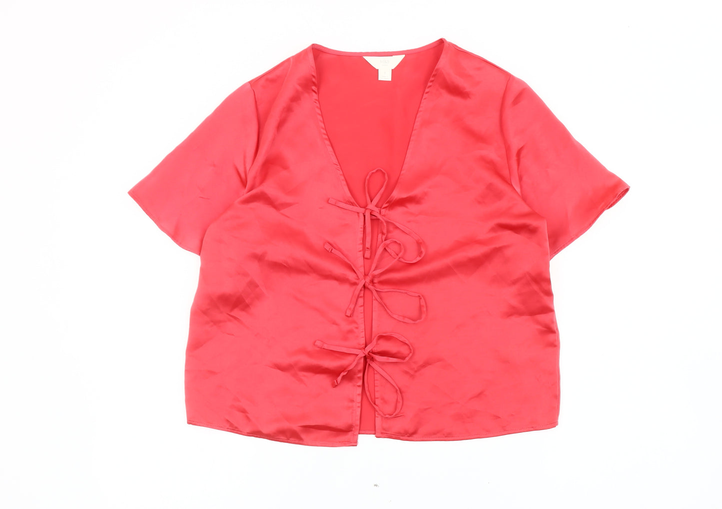 Marks & Spencer Women’s Red Satin Wrap Blouse Size 8 Short Sleeve