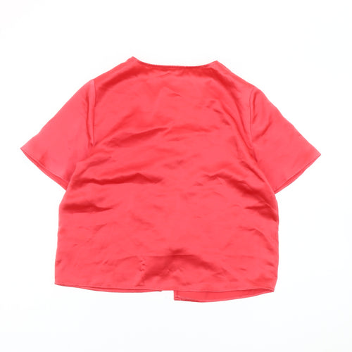 Marks & Spencer Women’s Red Satin Wrap Blouse Size 8 Short Sleeve