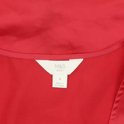 Marks & Spencer Women’s Red Satin Wrap Blouse Size 8 Short Sleeve