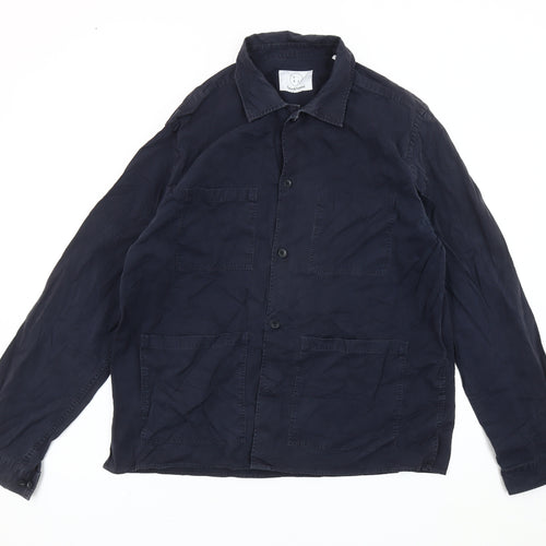 Form & Thread Men's Blue Cotton Long Sleeve Button-Up Shirt L