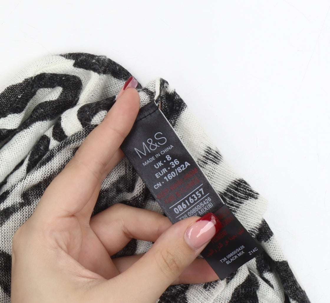 Marks and Spencer Women's Multicoloured Size 8 Zebra Open Front Cardigan