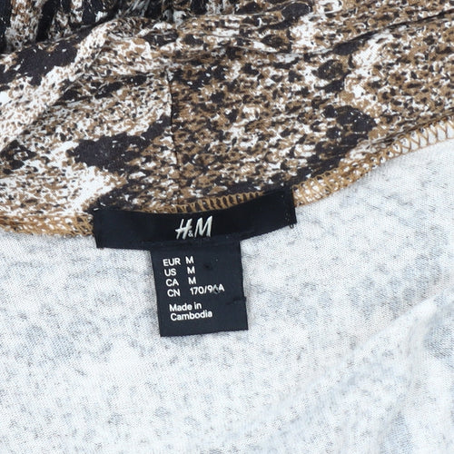 H&M Women’s Brown Snake Print A-Line Dress Size 12 Viscose Knit