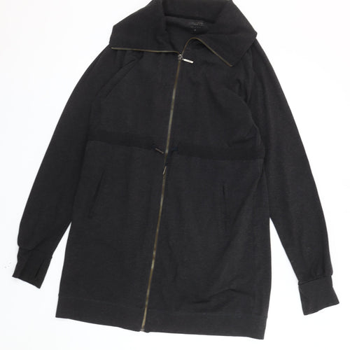 Calvin Klein Women's Black Mid-Length Jacket M Full Zip Collared