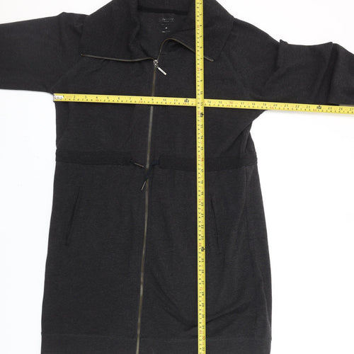 Calvin Klein Women's Black Mid-Length Jacket M Full Zip Collared