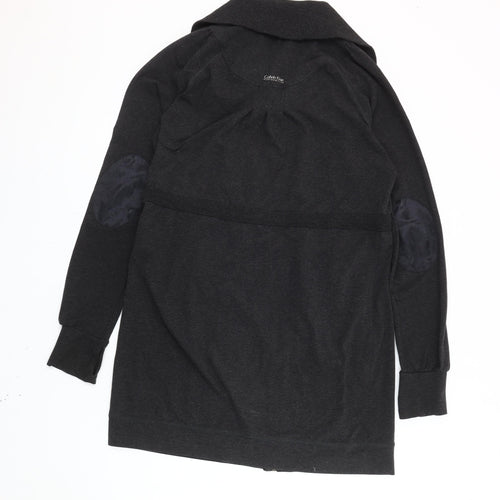 Calvin Klein Women's Black Mid-Length Jacket M Full Zip Collared