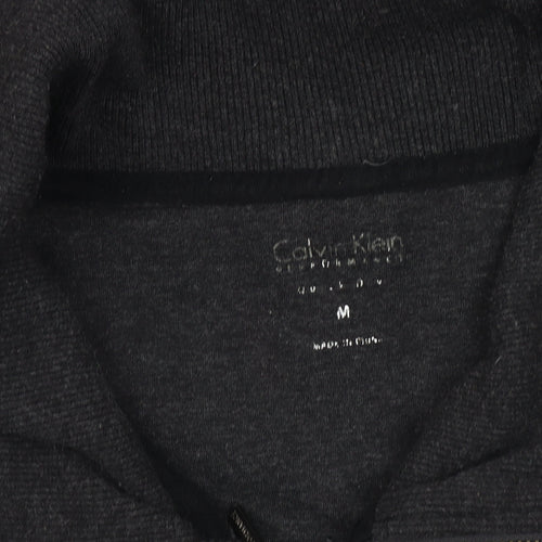 Calvin Klein Women's Black Mid-Length Jacket M Full Zip Collared