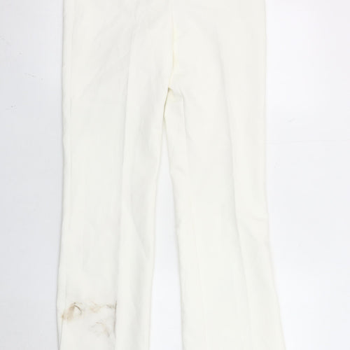 Zara Women White XS High Rise Slim Fit Dress Pants Trousers