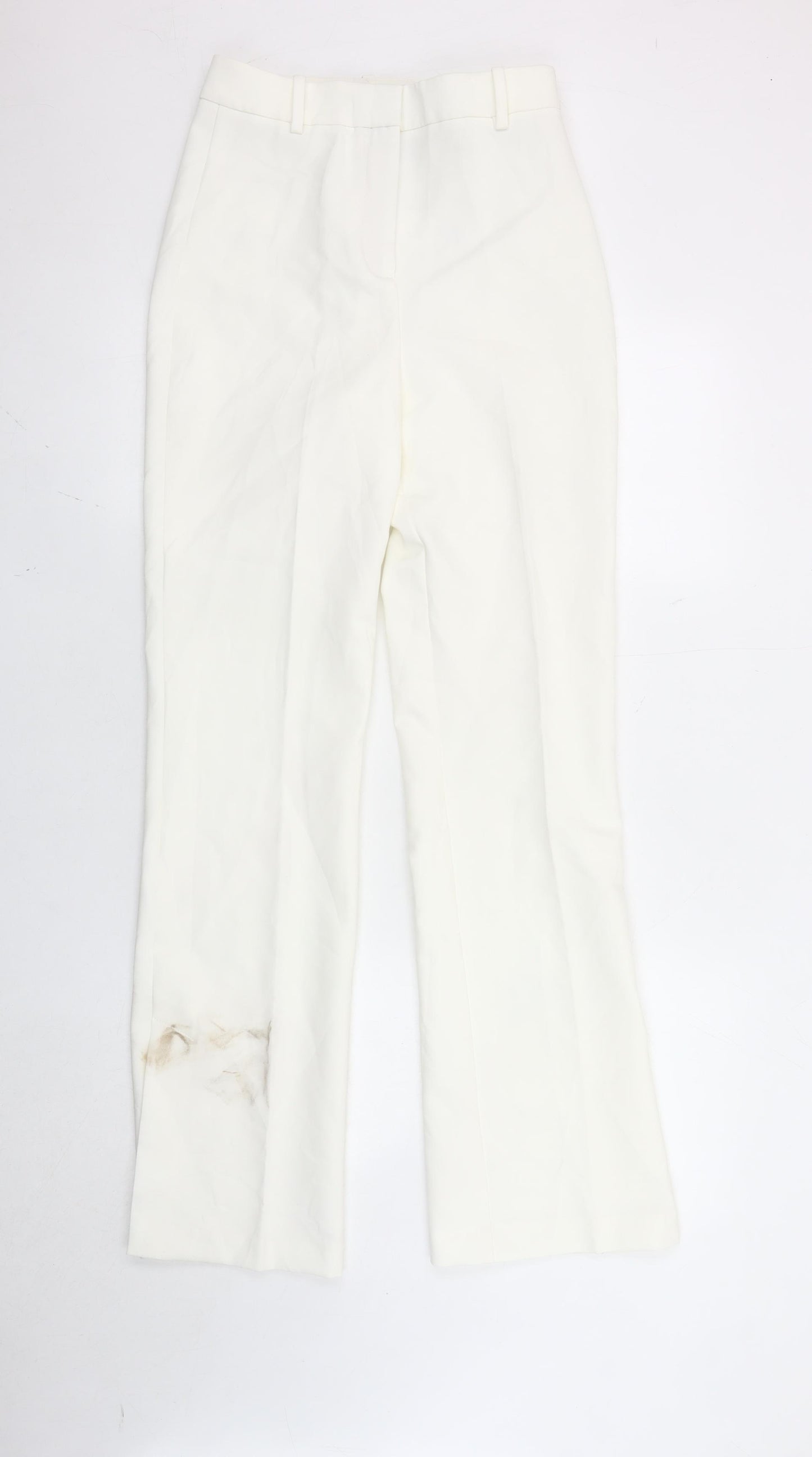Zara Women White XS High Rise Slim Fit Dress Pants Trousers