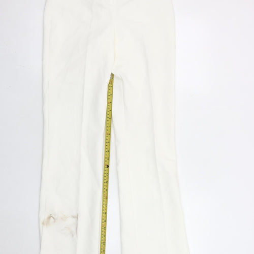 Zara Women White XS High Rise Slim Fit Dress Pants Trousers