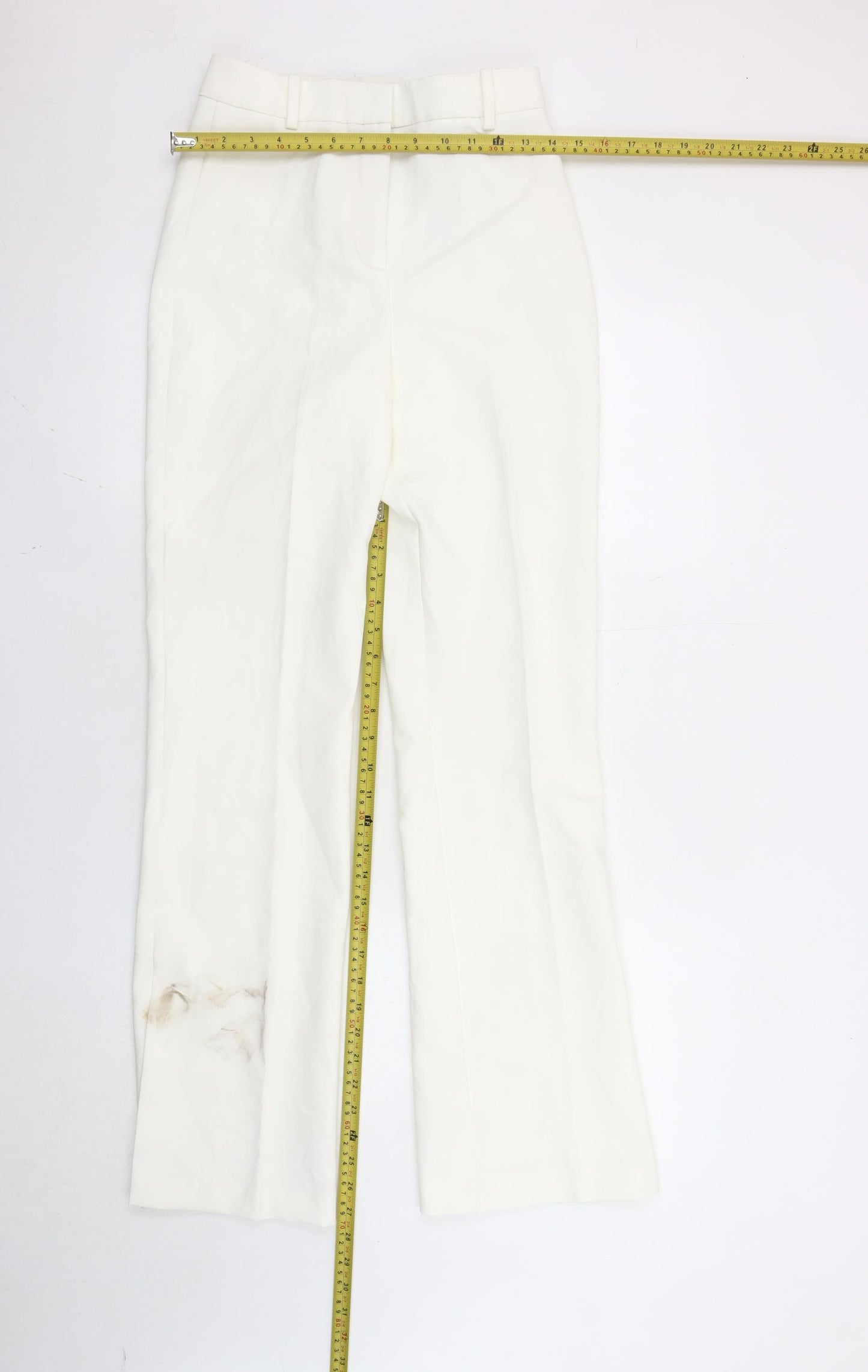 Zara Women White XS High Rise Slim Fit Dress Pants Trousers
