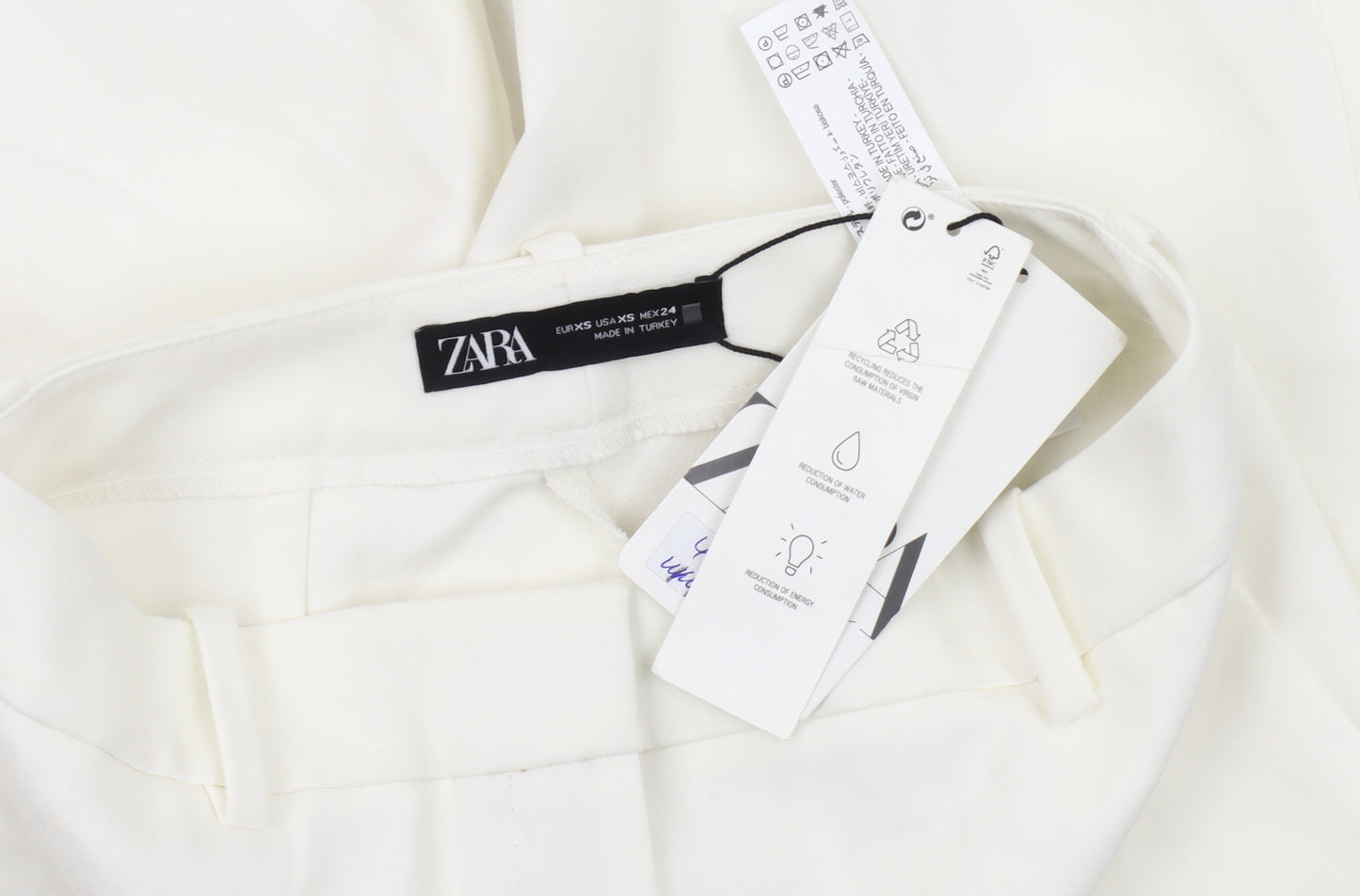 Zara Women White XS High Rise Slim Fit Dress Pants Trousers