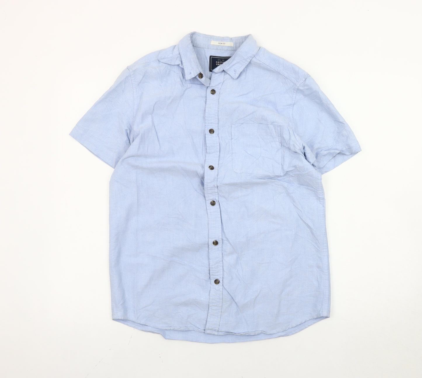 John Lewis Men’s Blue Slim Fit Oxford Short Sleeve Shirt S