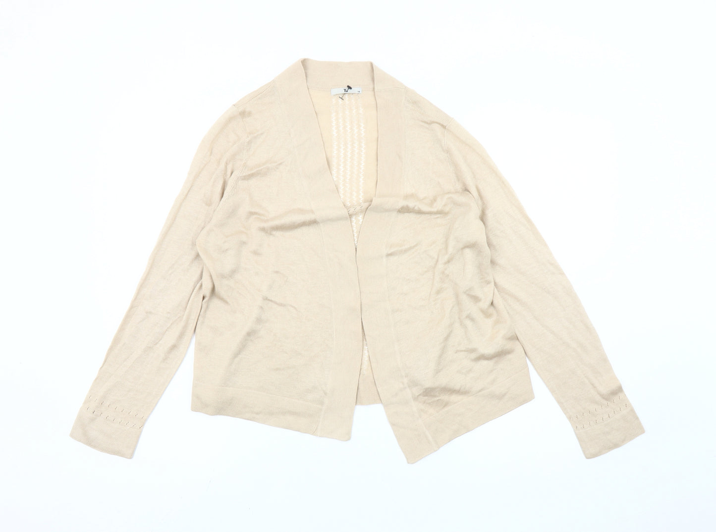 Tu Women’s Beige Crochet Detail Knit Cardigan Size 18