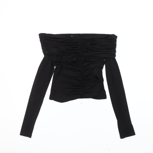 PrettyLittleThing Women’s Black Off Shoulder Ruched Blouse UK 10