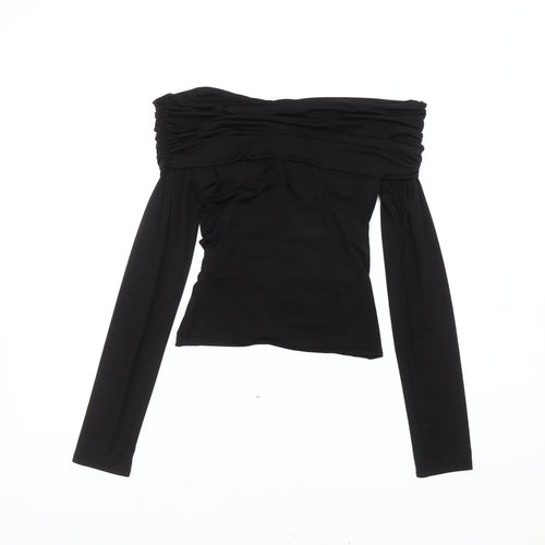 PrettyLittleThing Women’s Black Off Shoulder Ruched Blouse UK 10