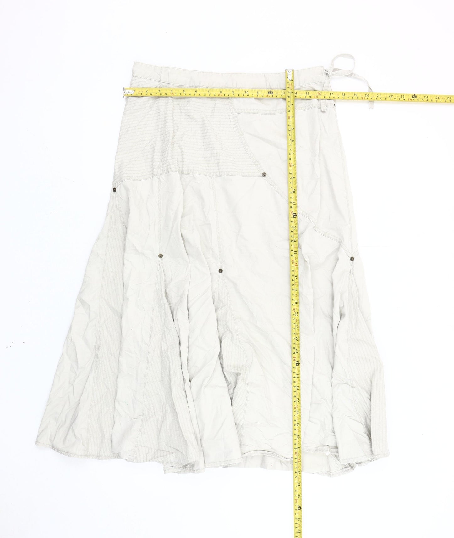 Cherokee Women’s Beige A-Line Midi Skirt Size 12 Cotton Casual