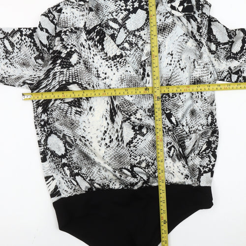 Quiz Women’s Multicoloured Snake Print Collared Bodysuit Size 10