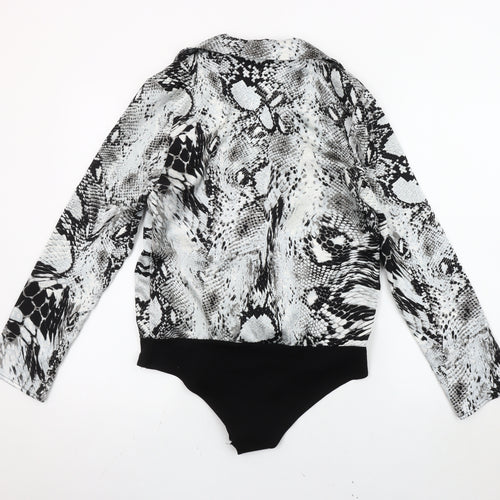 Quiz Women’s Multicoloured Snake Print Collared Bodysuit Size 10
