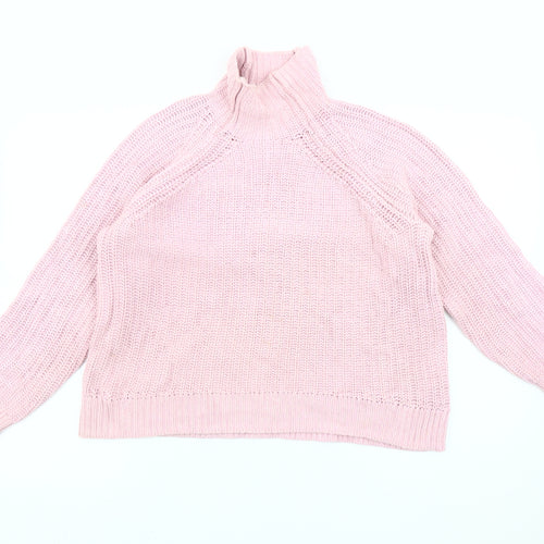 GAP Women’s Pink Roll Neck Chunky Knit Cotton Jumper Size S