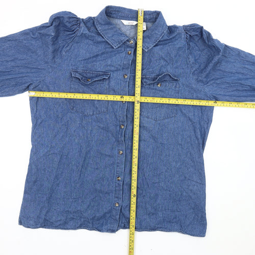 d&co. Women’s Blue Denim Long Sleeve Button-Up Shirt 2XL Plus Casual