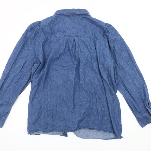 d&co. Women’s Blue Denim Long Sleeve Button-Up Shirt 2XL Plus Casual
