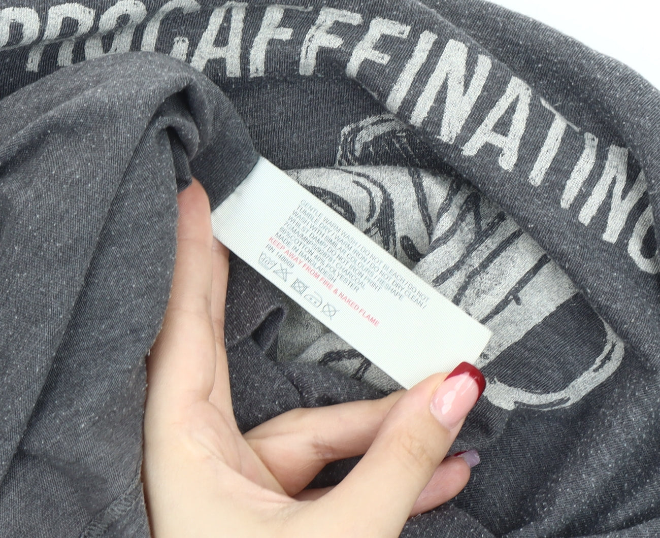 FatFace Men's Grey Graphic Coffee T-Shirt L Regular Fit