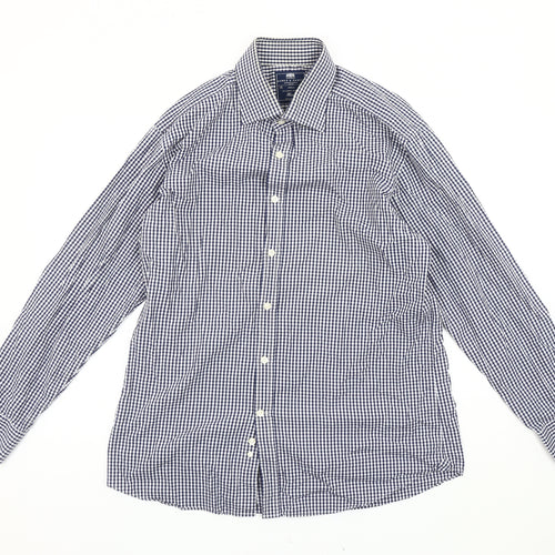 Hawes & Curtis Men’s Blue Check Slim Fit Long Sleeve Cotton Shirt 16