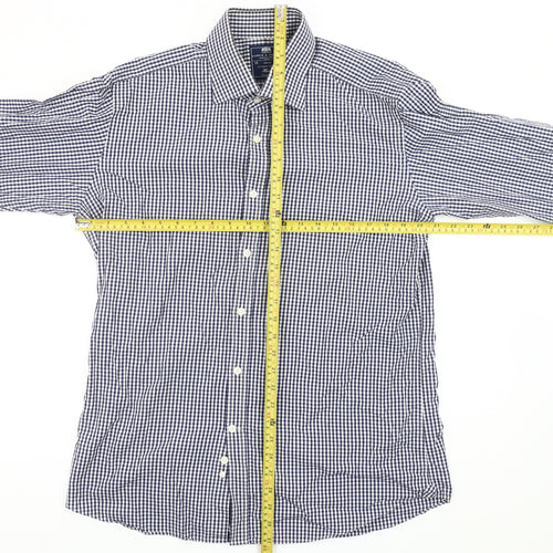 Hawes & Curtis Men’s Blue Check Slim Fit Long Sleeve Cotton Shirt 16