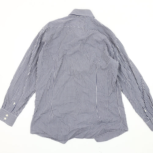 Hawes & Curtis Men’s Blue Check Slim Fit Long Sleeve Cotton Shirt 16