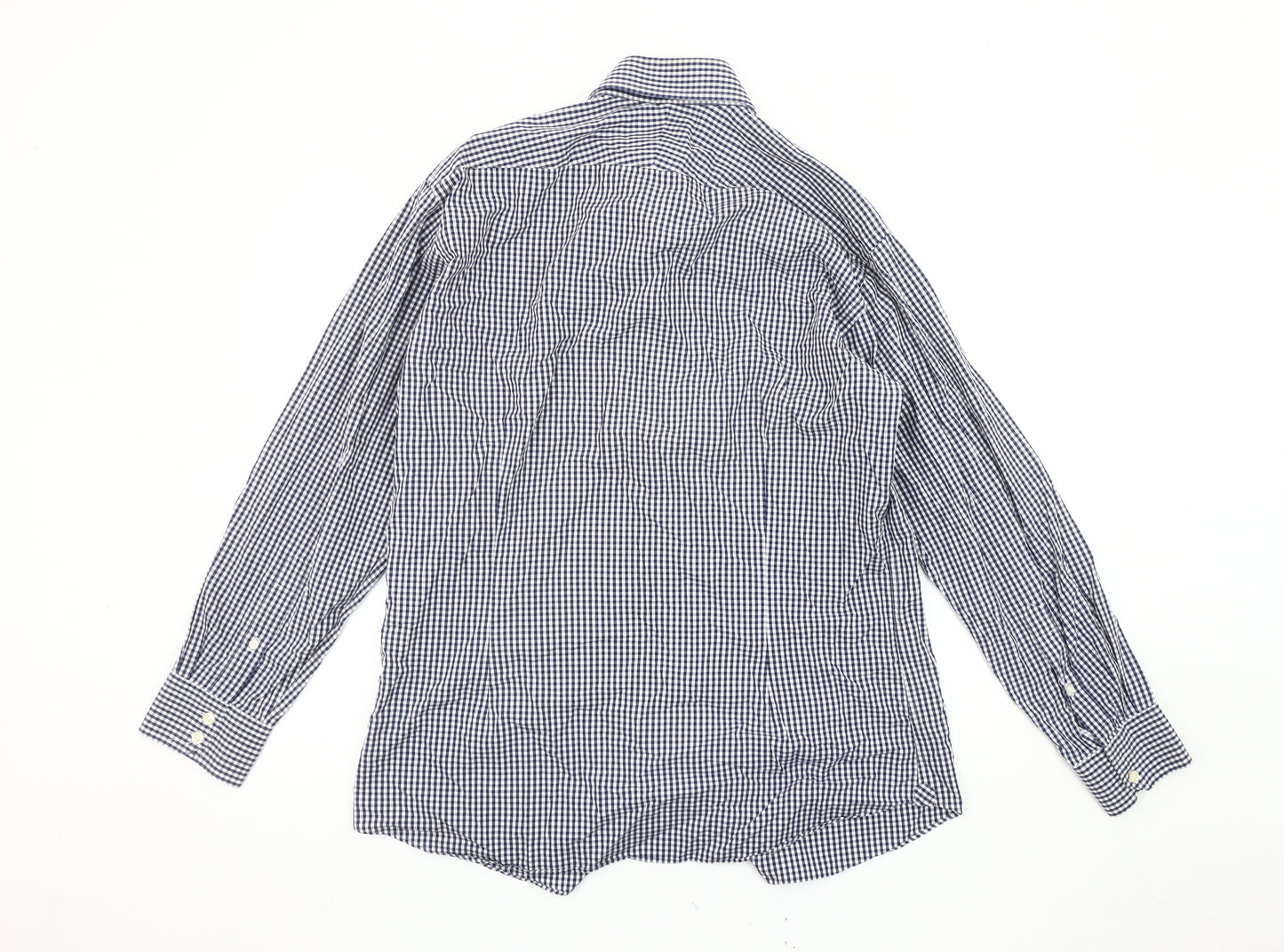 Hawes & Curtis Men’s Blue Check Slim Fit Long Sleeve Cotton Shirt 16