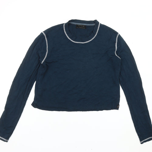 Urban Outfitters Women's Blue Slim Fit Cropped Long Sleeve T-Shirt S