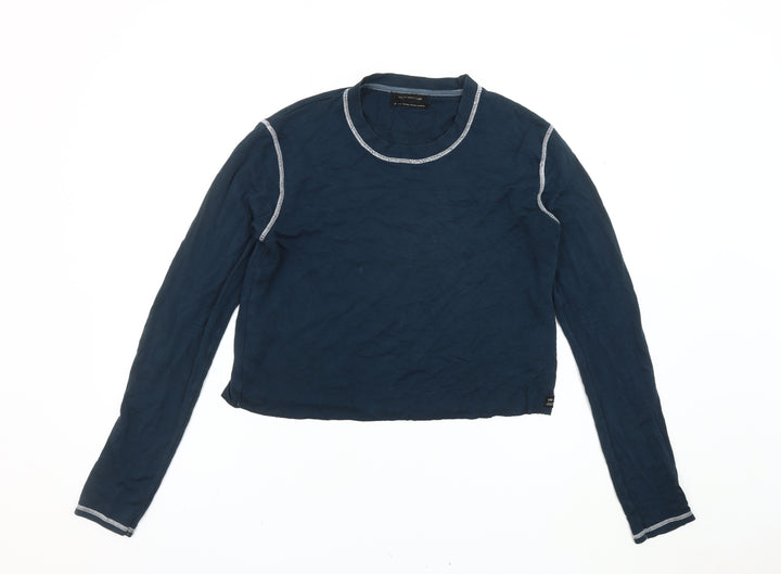 Urban Outfitters Women's Blue Slim Fit Cropped Long Sleeve T-Shirt S