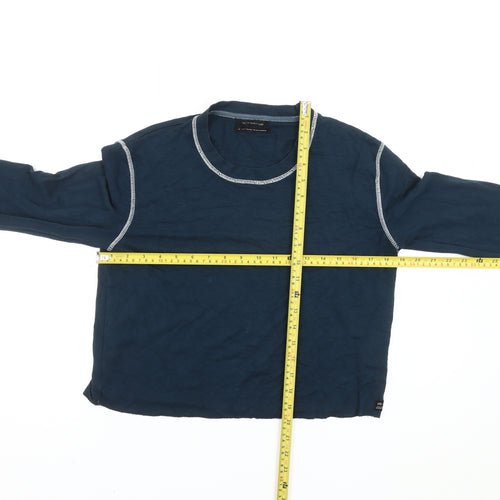 Urban Outfitters Women's Blue Slim Fit Cropped Long Sleeve T-Shirt S