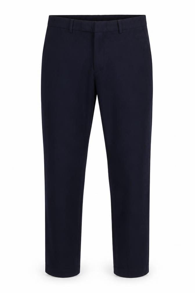 Front view of Simon Carter women’s blue 26l formal dress trousers