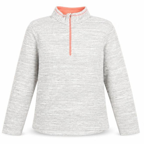 Decathlon Girls Grey Fleece Pullover Sweatshirt 14 Years High Neck 1/4 Zip