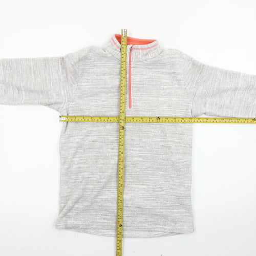 Decathlon Girls Grey Fleece Pullover Sweatshirt 14 Years High Neck 1/4 Zip