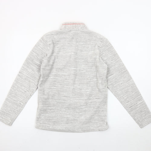 Decathlon Girls Grey Fleece Pullover Sweatshirt 14 Years High Neck 1/4 Zip