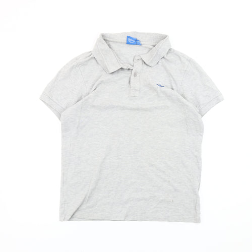 Adidas Men’s Grey M Polo Shirt Short Sleeve Cotton Logo Casual