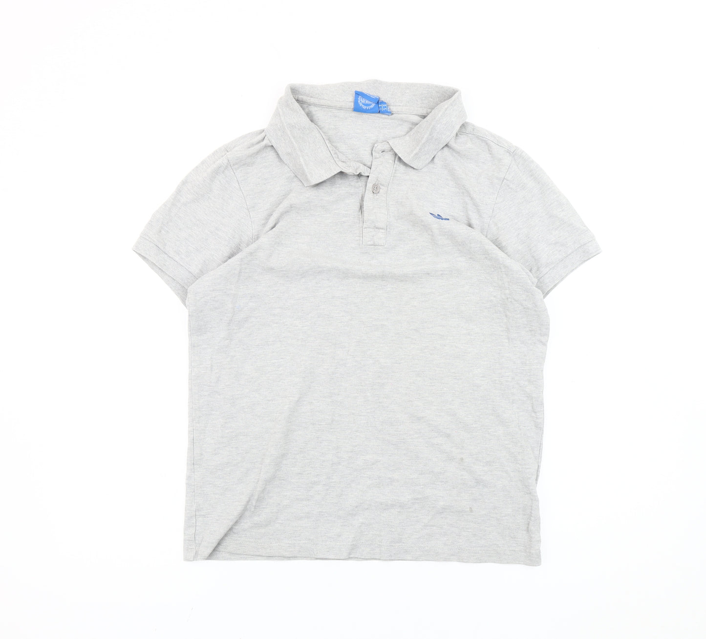 Adidas Men’s Grey M Polo Shirt Short Sleeve Cotton Logo Casual