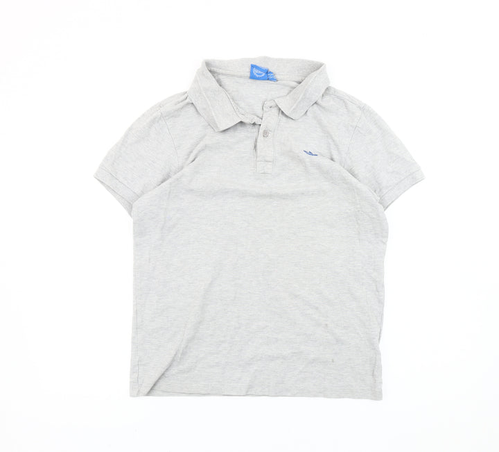 Adidas Men’s Grey M Polo Shirt Short Sleeve Cotton Logo Casual