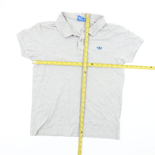 Adidas Men’s Grey M Polo Shirt Short Sleeve Cotton Logo Casual