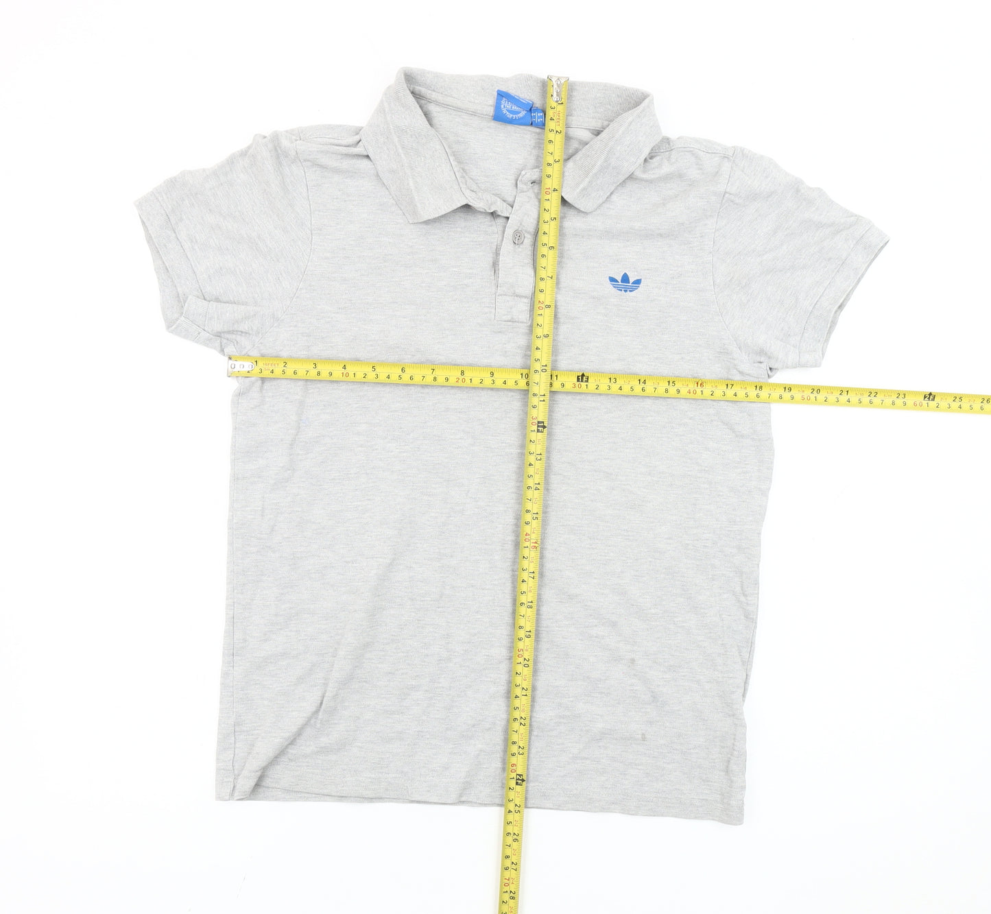 Adidas Men’s Grey M Polo Shirt Short Sleeve Cotton Logo Casual