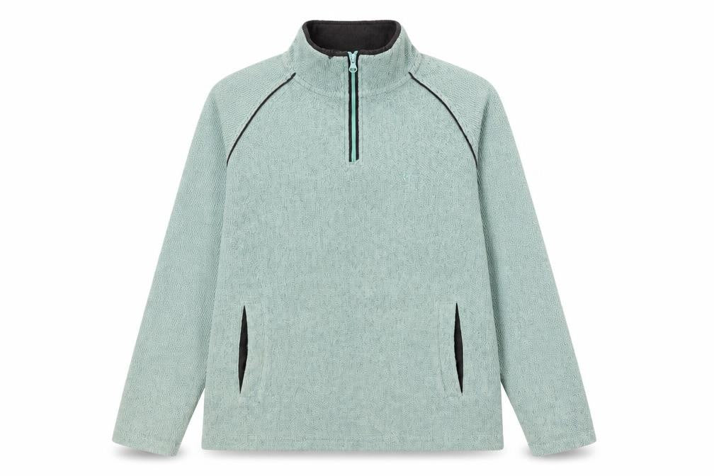 Front view of Cotton Traders Men’s Green Knit 1/4 Zip Pullover Sweatshirt M