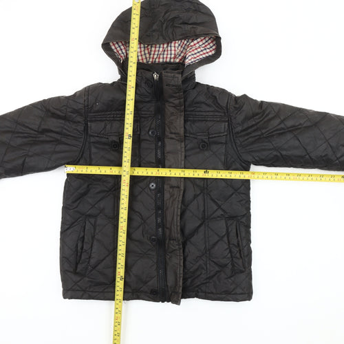 Ben Sherman Boys Black Quilted Hooded Jacket 7-8 Years Winter Padded Coat