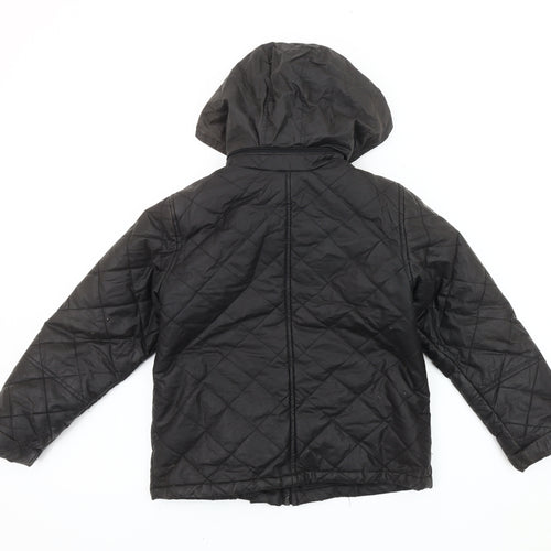 Ben Sherman Boys Black Quilted Hooded Jacket 7-8 Years Winter Padded Coat