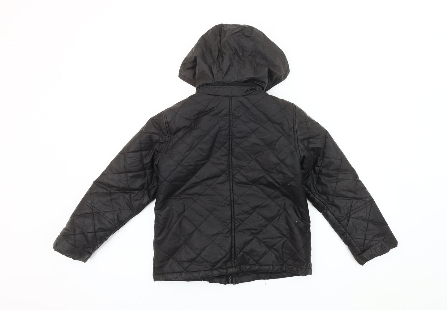 Ben Sherman Boys Black Quilted Hooded Jacket 7-8 Years Winter Padded Coat