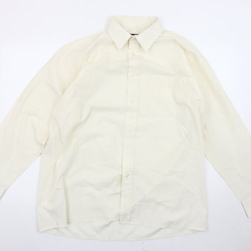 Double TWO Men's Ivory Long Sleeve Button-Up Shirt Size 16 Regular